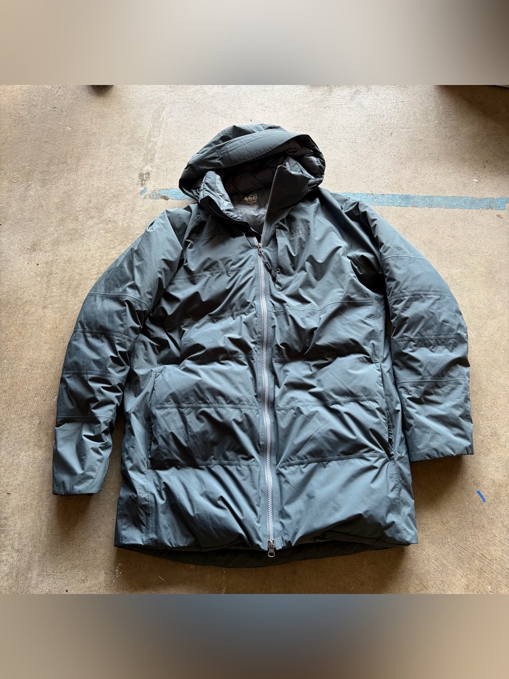 REI Co-op Stormhenge 850 Down Jacket Waterproof Puffer Coat Blue Teal